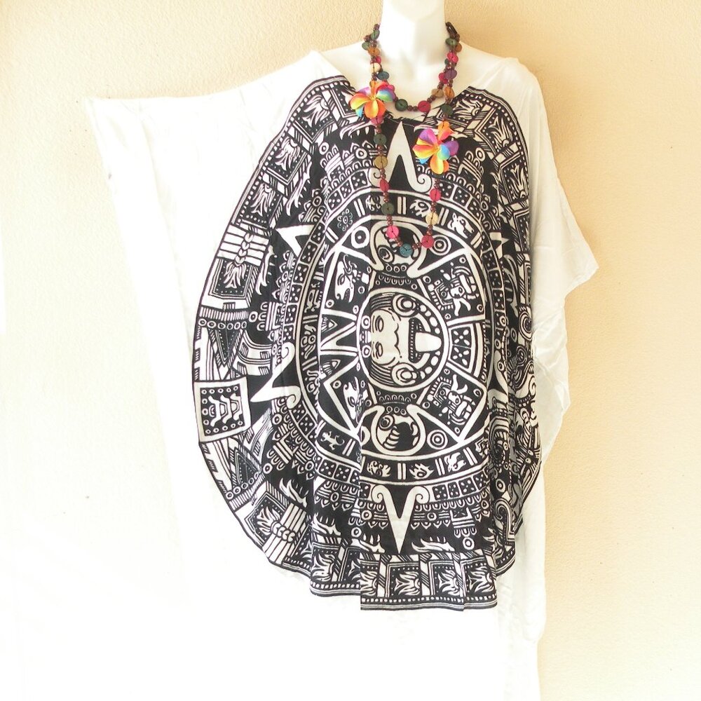 KD510 White Batik Women Batwing VNeck Kaftan Dolman Women Abaya Dress Up to 5X